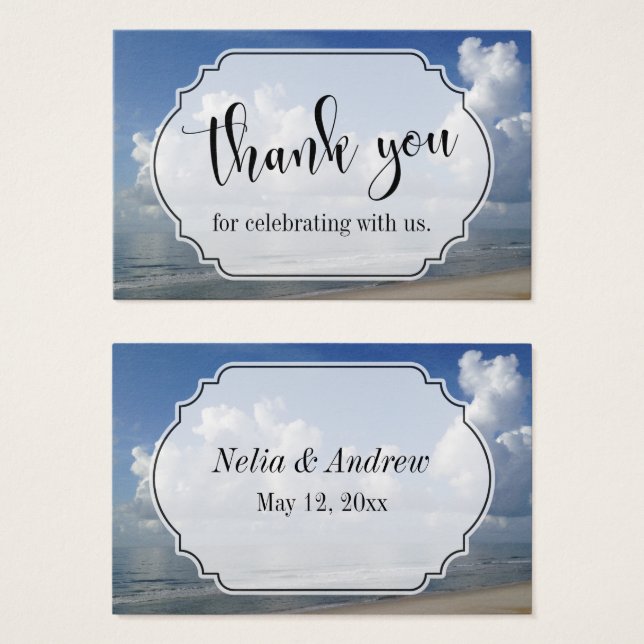 Recuerdo de Boda con Tema de Playa Agradecimiento (Anverso y reverso)