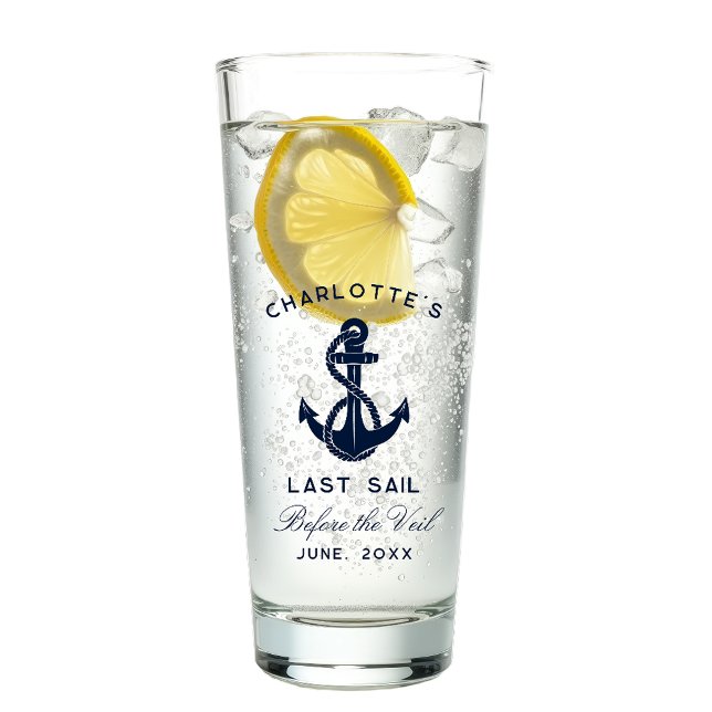 Recuerdo de la fiesta de soltera con ancla náutica (Nautical Anchor Bachelorette Party Keepsake Glass)