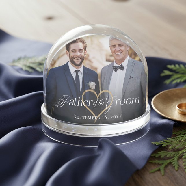 Recuerdo elegante de la foto del padre del novio (Elegant Father of the Groom Photo Memory Keepsake Snow Globe)