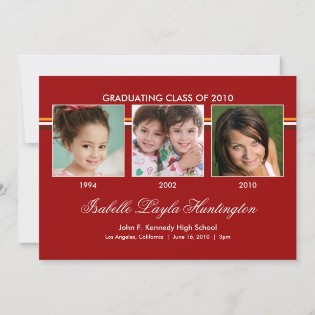 Recuerdos 3 Invitación de Graduación de Foto (Anverso)