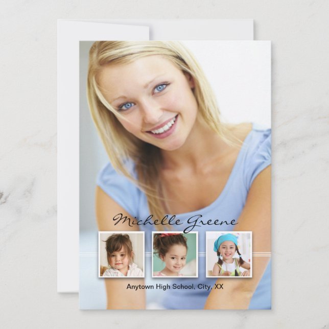 Recuerdos 4 Invitación de Graduación de Foto (Anverso)