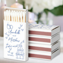 Recuerdos de caja de cerillas de boda azules Perfe