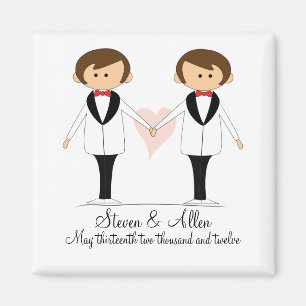 Recuerdos de imán de boda de dos novios