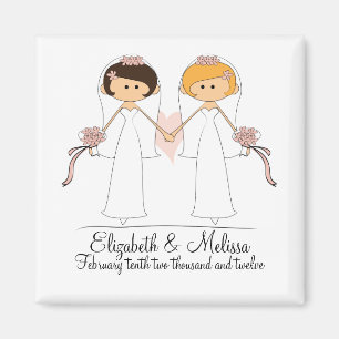Recuerdos de imán de boda de Novia y Novia
