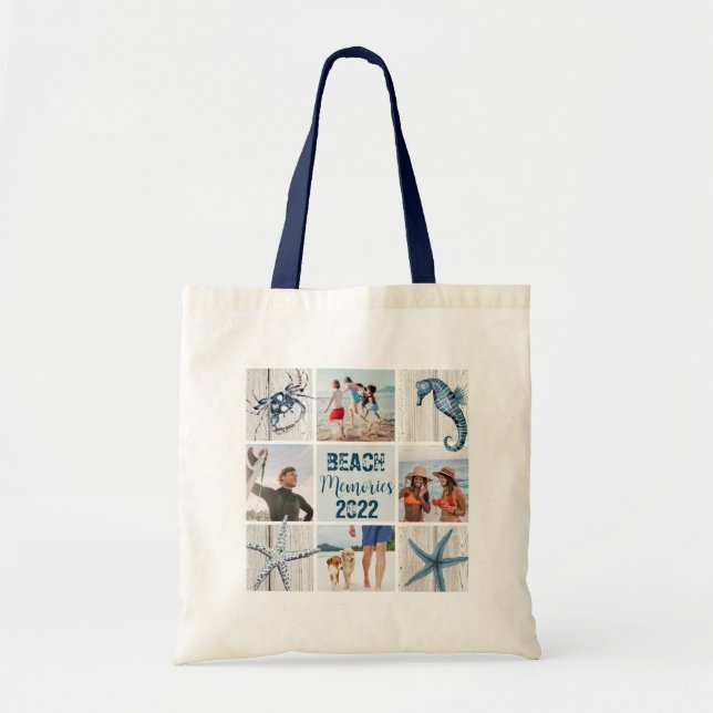 Recuerdos de playa - Bolsa de Tote con foto de 4 P (Frente)