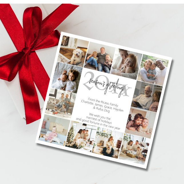 Recuerdos de vacaciones 12 Navidades de plantillas (Holiday Memories 12 Photo Template Christmas cards by Ricaso. Add photographs and your own message)