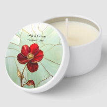 Recuerdos de Velas Miniatura de Flor Roja de Vidri