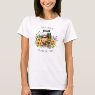 Recuerdos de verano girasoles lavanda camiseta