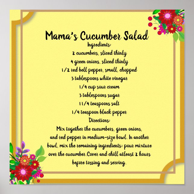 Recuerdos del Póster de la Receta de Ensalada de P (Frente)