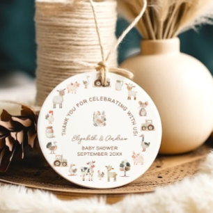 Recuerdos Etiquetas Baby Shower Favor para animales de granj