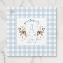 Recuerdos Etiquetas de Favor de Gingham para Boy Deer Blue