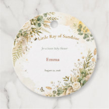 Etiquetas de Favor para Baby Shower Boho Sunshine