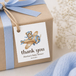 Recuerdos Etiquetas de Favor para Baby Shower Niño Oso Pilot