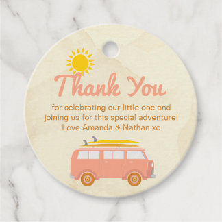 Recuerdos Etiquetas de Favor para Baby Shower Retro Surf Ros