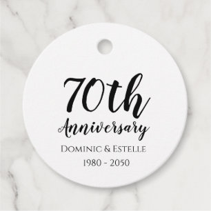 Recuerdos Etiquetas de Favor Redondas para Aniversario 70