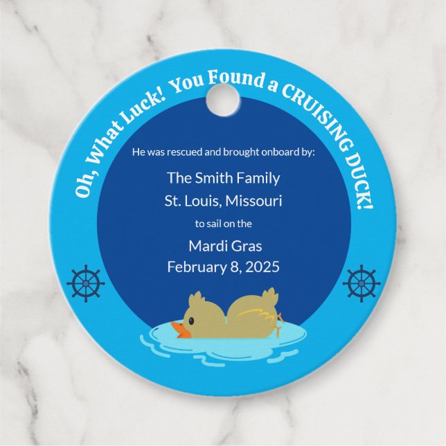 Recuerdos Etiquetas de pato para crucero (Anverso)