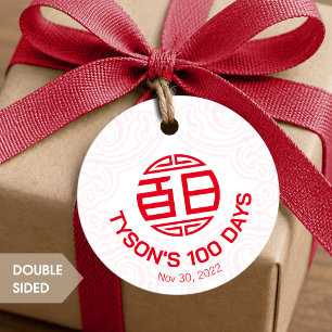 Recuerdos Etiquetas de regalo para 100 días del bebé en chin