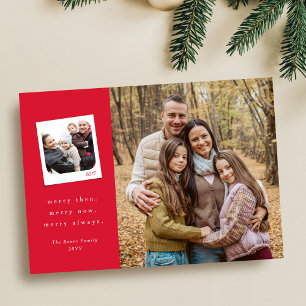 Recuerdos felices de Navidad tres foto rojo