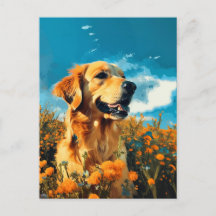 Recuperador de oro en campos florales - postal