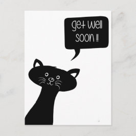 ¡Recupérate pronto! Tarjeta postal de gato negro l