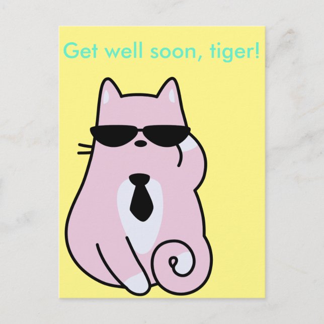 Recupérate pronto, tigre! - Tarjeta postal de gato (Anverso)