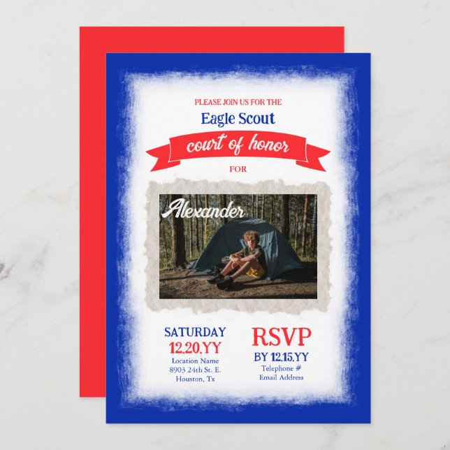 Red and Blue Eagle Scout Court of Honor Party (Anverso / Reverso)