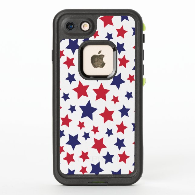 Red and Blue Stars, 4th of July, White Background (Reverso)