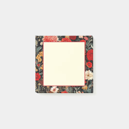Red and Cream Dark Floral 3x3 Notas
