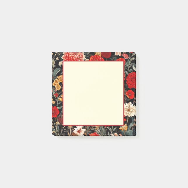 Red and Cream Dark Floral 3x3 Notas (Anverso)