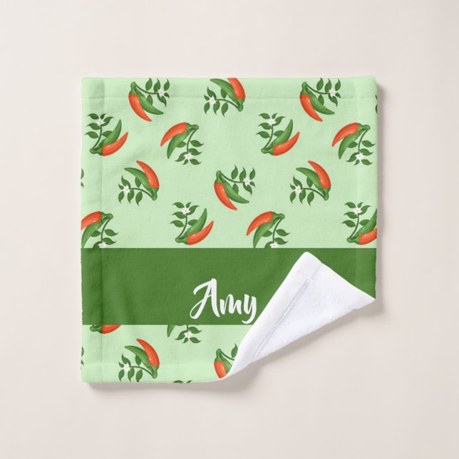 Red and green chili peppers pattern (Toallita)