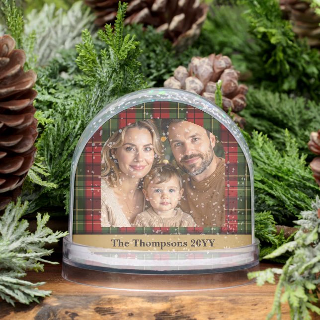 Red And Green Plaid Custom Family Photo Christmas (Invierno)