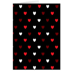 Red and white hearts on black