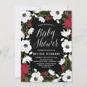 Red Anemone Blooms Invitación Baby Shower