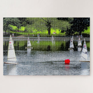 RED BALL ON THE BOAT POND Jigsaw Puzzle