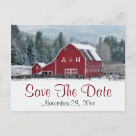 Red Barn en Boda de Invierno Guardar la tarjeta po