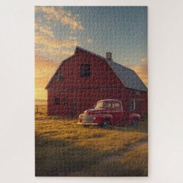 Red Barn Old Truck Jigsaw Puzzle
