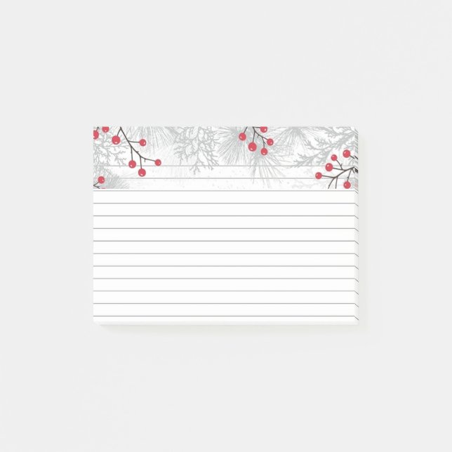Red Berries y notas Post-It® de fir plateado, 4" x (Anverso)