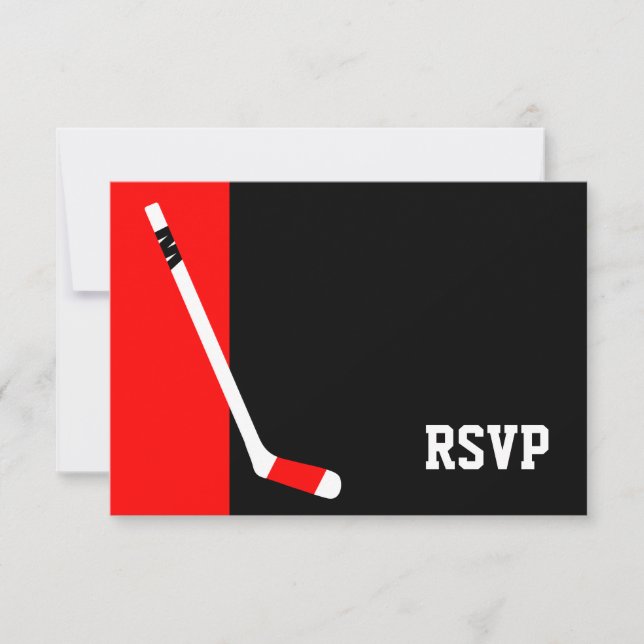 Red Black Hockey Bar Mitzvah RSVP (Anverso)