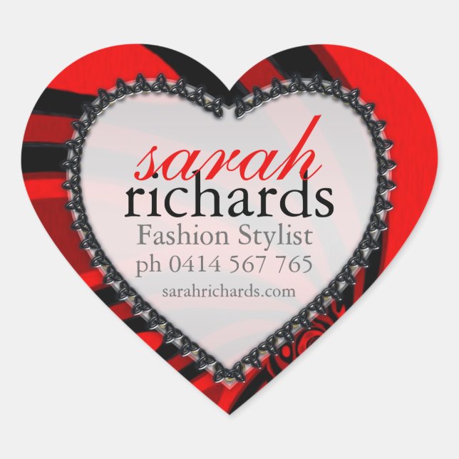 Red Black Stylish Bold Hearts Pegatinas (Anverso)