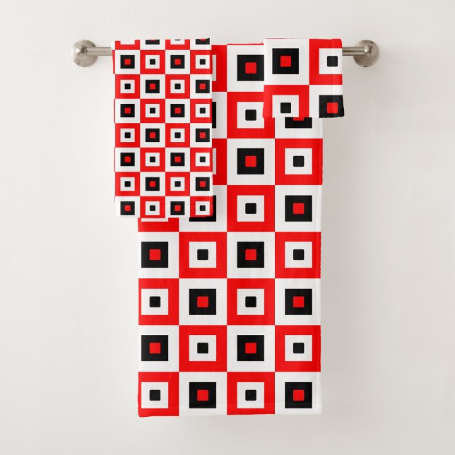 Red Black White Checkered Squares Pattern Design (Subido por el creador)