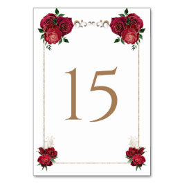 Red, Blanco, Quinceañera Número de tarjeta de mesa