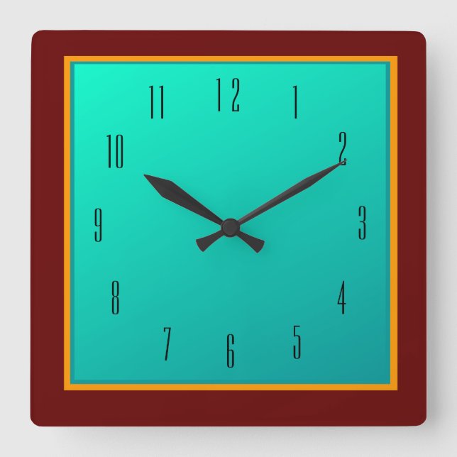 Red Border/ Sea Green Center> Reloj de pared llano (Anverso)