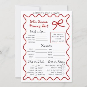 Red Bow Baby Shower - Nombre editable, Invitación