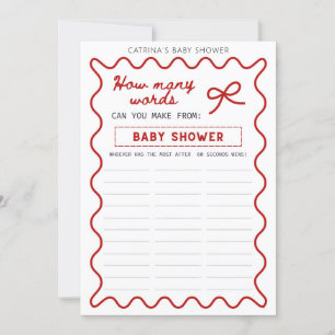 Red Bow Baby Shower - Nombre editable, Invitación