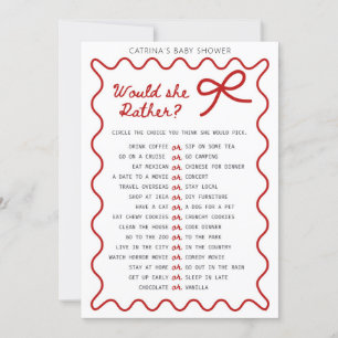 Red Bow Baby Shower - Nombre editable, Invitación 