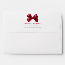 Red Bow Modern Elegant Return Address