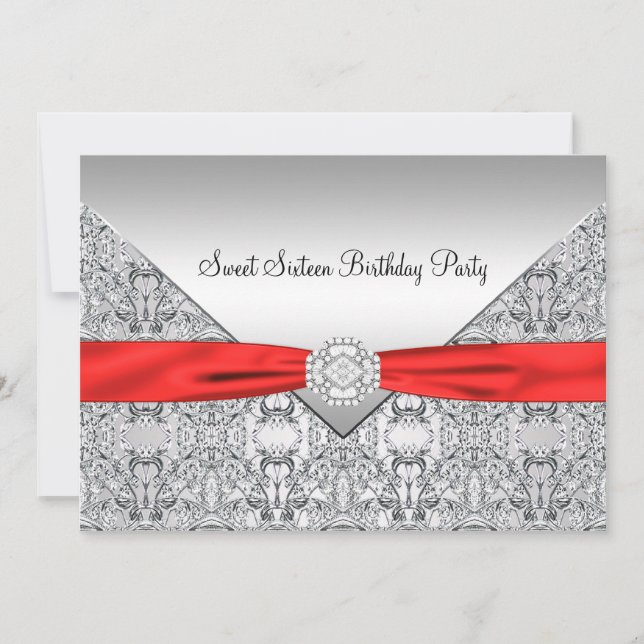Red Bow Sweet Dieciséis Invitaciones Para Fiestas (Anverso)