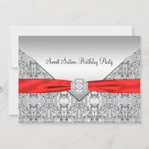 Red Bow Sweet Dieciséis Invitaciones Para Fiestas