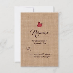 Red Burlap Maple Leaf RSVP