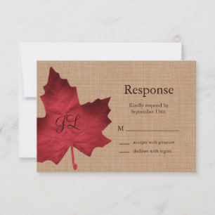 Red Burlap Monogramado RSVP